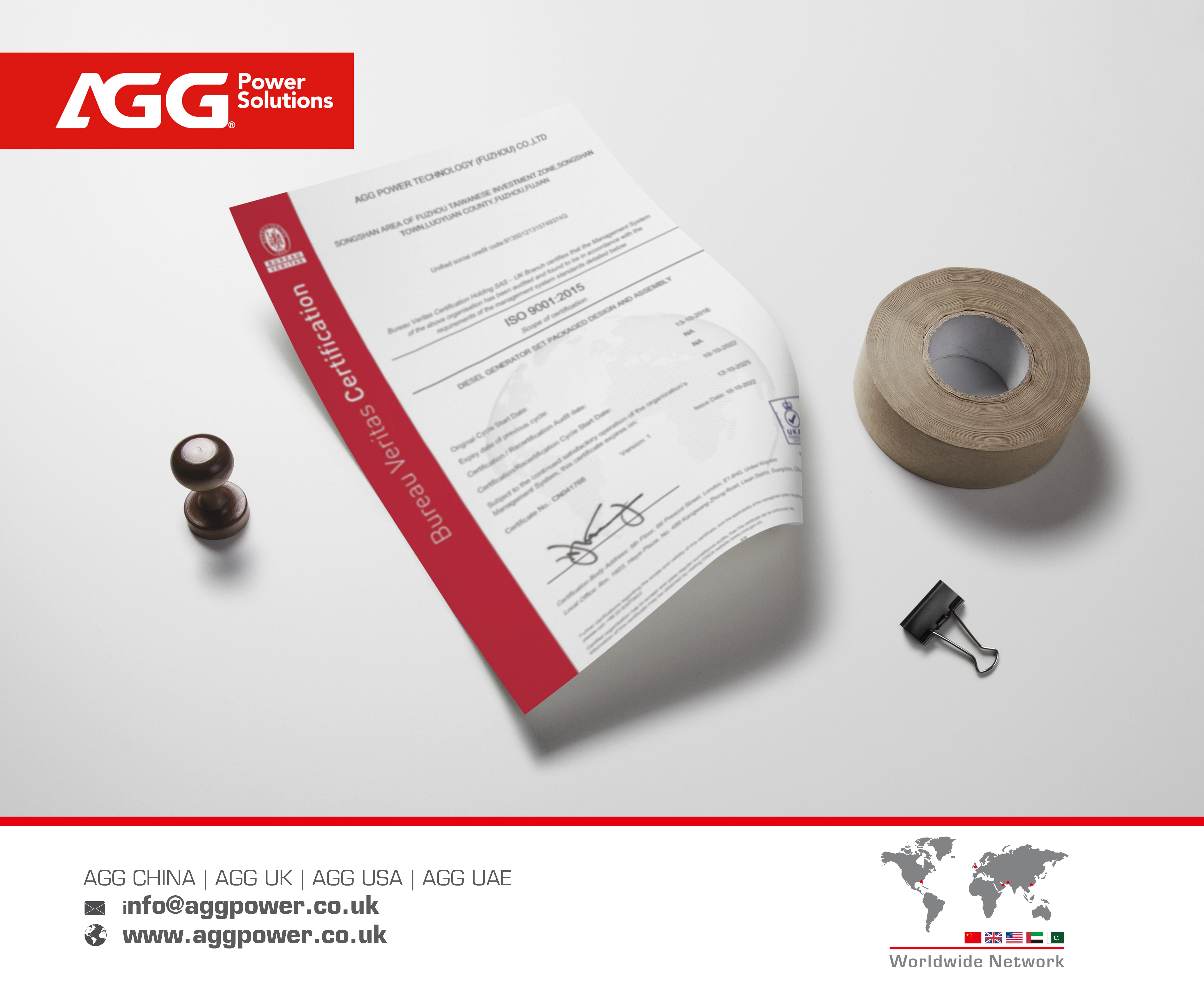 Na Fa'amanuiaina le AGG Power Suetusi Su'esu'e mo ISO 9001