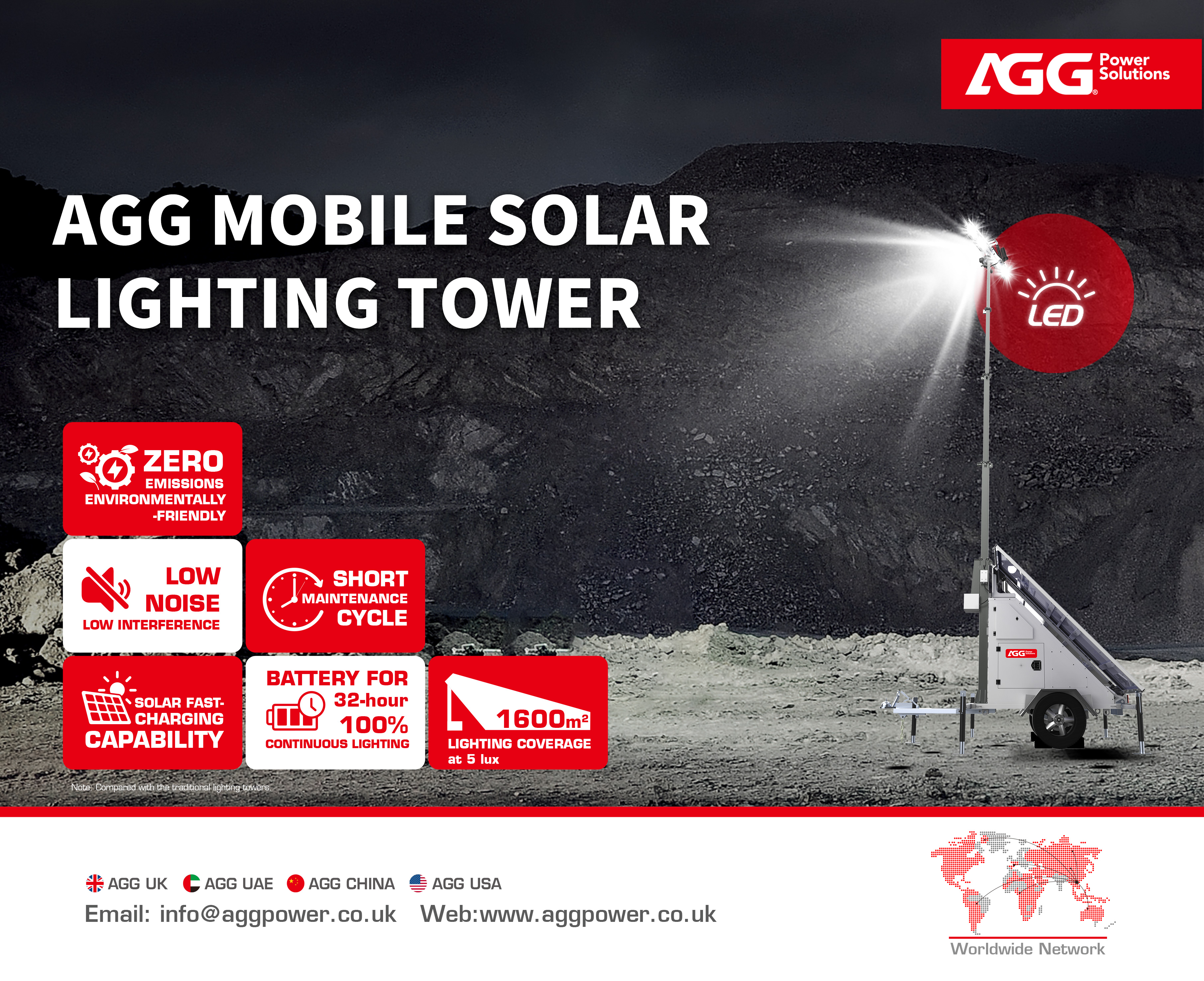 AGG Solar Mobile Lighting Tower – Powering a Brighter Future with Solar Energy!