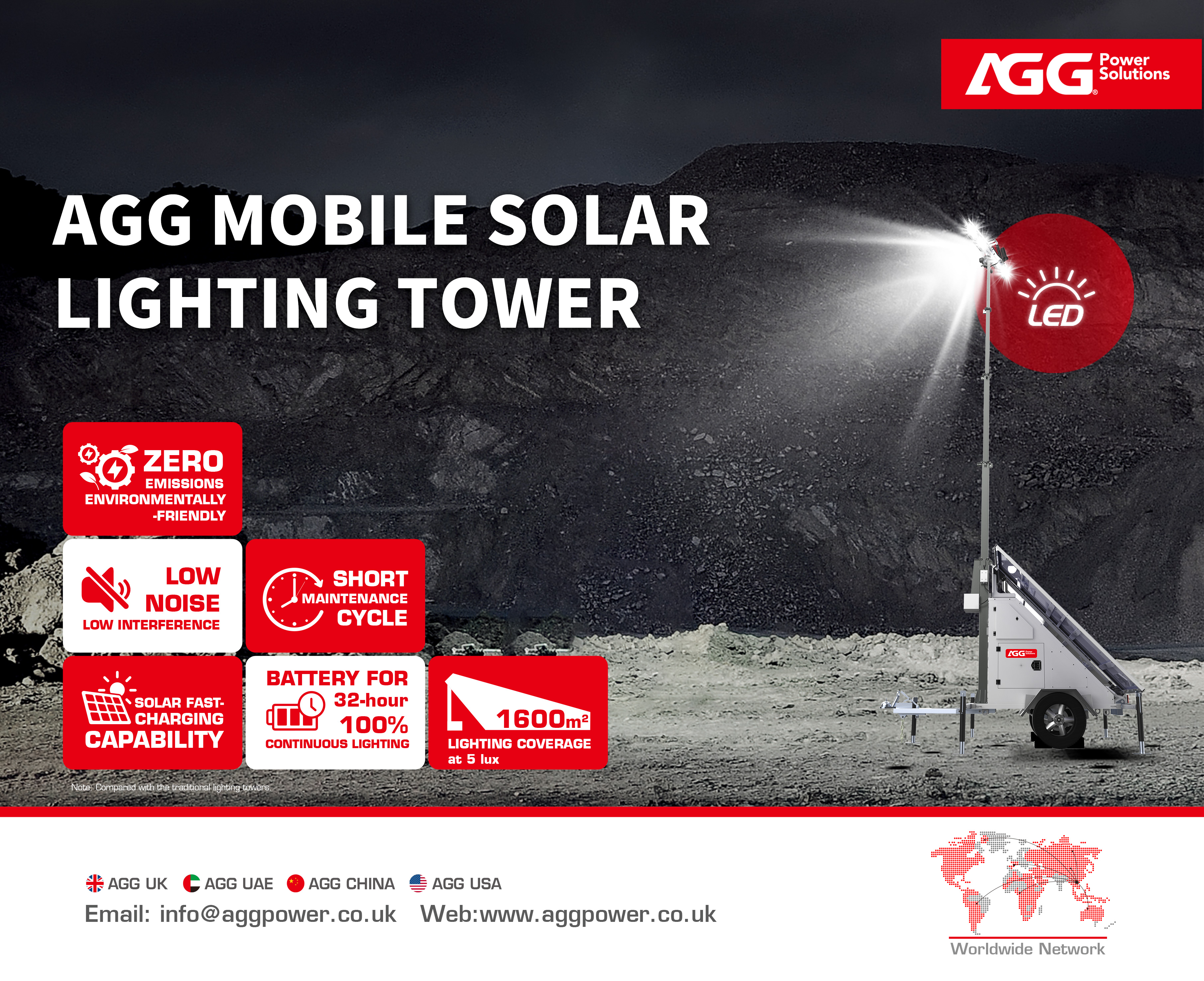 AGG Solar Mobile Lighting Tower - מניע עתיד מזהיר יותר עם אנרגיה סולארית!